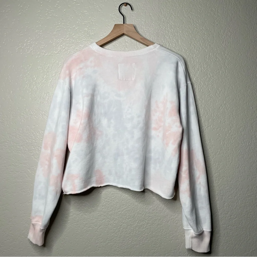Hollister Cropped Embroidered Tie Dye Crewneck Long Sleeve Floral